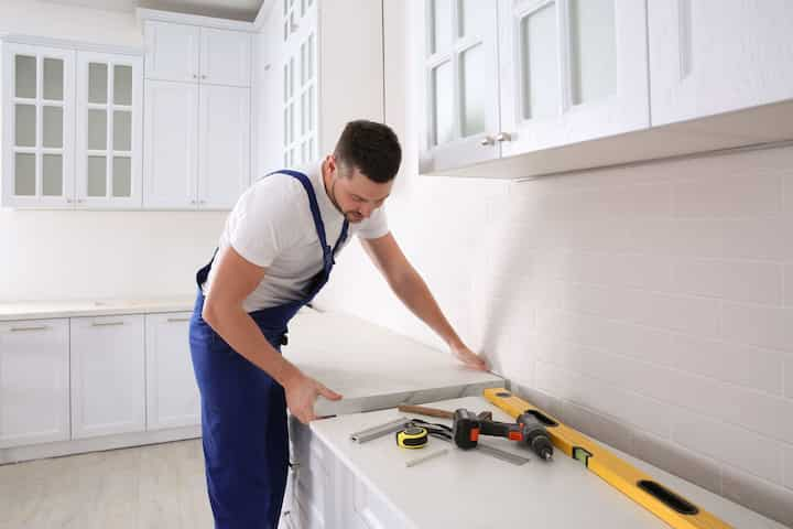 A kitchen countertop made of a durable and stain-resistant material, designed for easy maintenance in Park Ridge